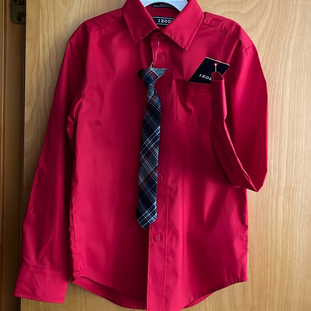 NWT Boys Izod button down shirt with tie